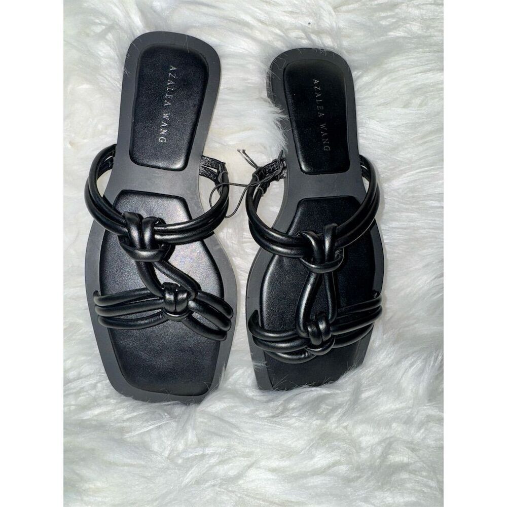 Azalea Wang Stetson Women's Black Knot Slip-On Sandals Size 6 Summer‎ Travel